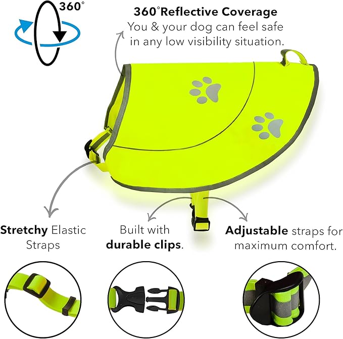 Dog Reflective Vest - Comfortable Jacket Safety Hunting, High Visibility for Dogs with Elastic Straps and Clasp Closure- Yellow, X-Small-PawvioPets