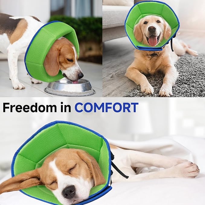 Dog Cone Collar XL, Soft Cones for Large Medium Small Dogs,Adjustable Dog Cone Alternative to Stop Licking, Comfy Elizabethan Collar for After Surgery Wound Healing & Hot Spots Blue-PawvioPets