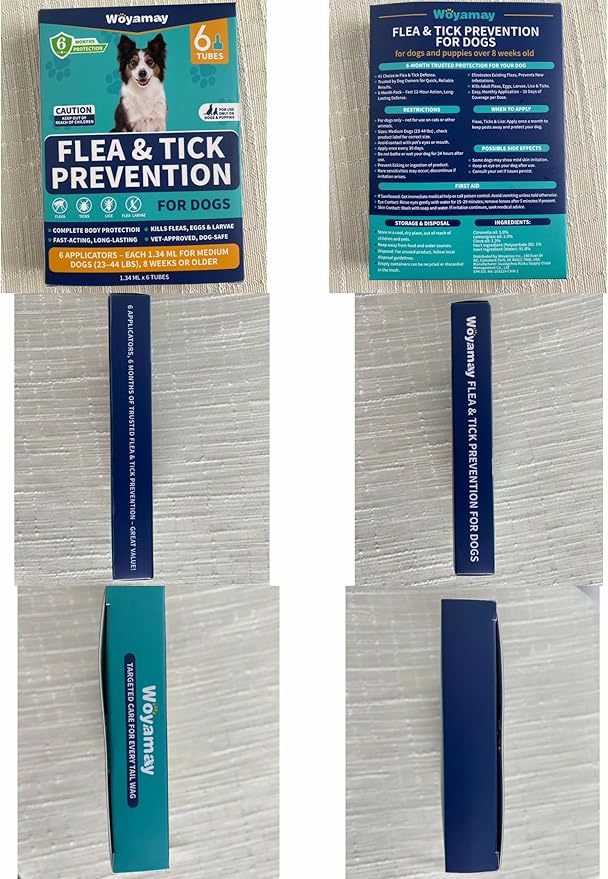 Flea and Tick Prevention for Dogs, 6-Month Supply Dog Flea and Tick Treatment Drops, Topical Fast-Acting Dog Treatment for Medium Dogs Up to 23 to 44 lbs-PawvioPets