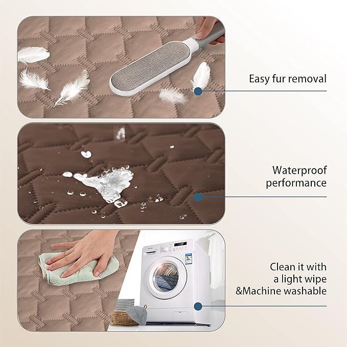 gogobunny 100% Double-Sided Waterproof Dog Bed Cover Pet Blanket Sofa Couch Furniture Protector for Puppy Large Dog Cat, Reversible (30x90 Inch (Pack of 1), Dark Chocolate/Light Chocolate)-PawvioPets