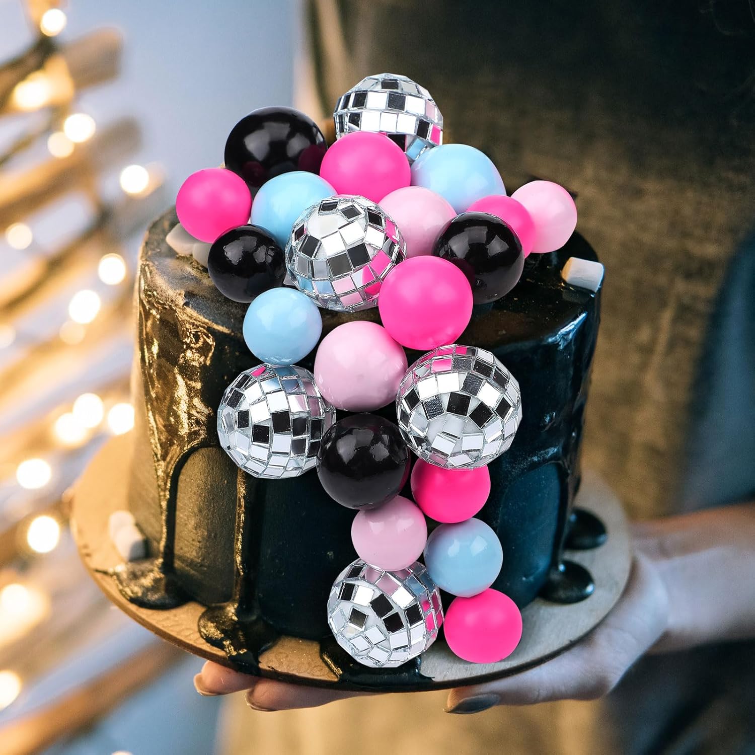 108 Pcs Balls Cake Topper DIY Cupcake Insert Foam Balloons for Cake Baking Wedding Anniversary Birthday Decoration(Graceful Colors,Multi Sizes)