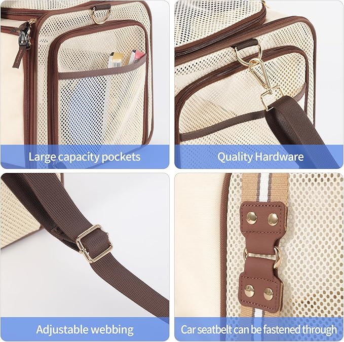 Cat Carrier,Dog Carrier for Small Dogs,TSA Approved/Expandable/3D Foldable Mat/900D Wear Resistant Oxford Fabric,Pet Carrier Airline Approved,Dog Car Seat for Car Travel,Outdoor Camping-PawvioPets