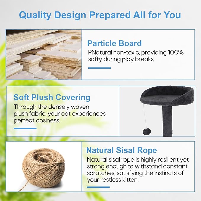 FDW Cat Tree Tower 81in Multi-Level Durable Cat Scratching Post & Cozy Fun Jumping Platform Space Saving Condo Pet Play House for Indoor Cats,Dark Gray-PawvioPets