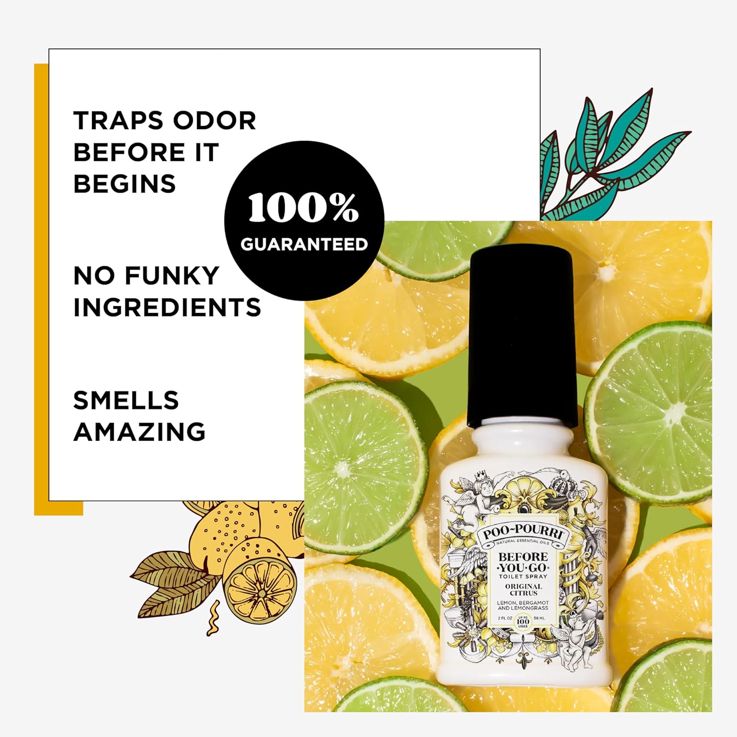 Poo-Pourri Before-you-Go Toilet Spray Bundle, Original Citrus 2 Fl Oz and Original Citrus 1 Fl Oz Pocket Travel Size - Lemon, Bergamot and Lemongrass