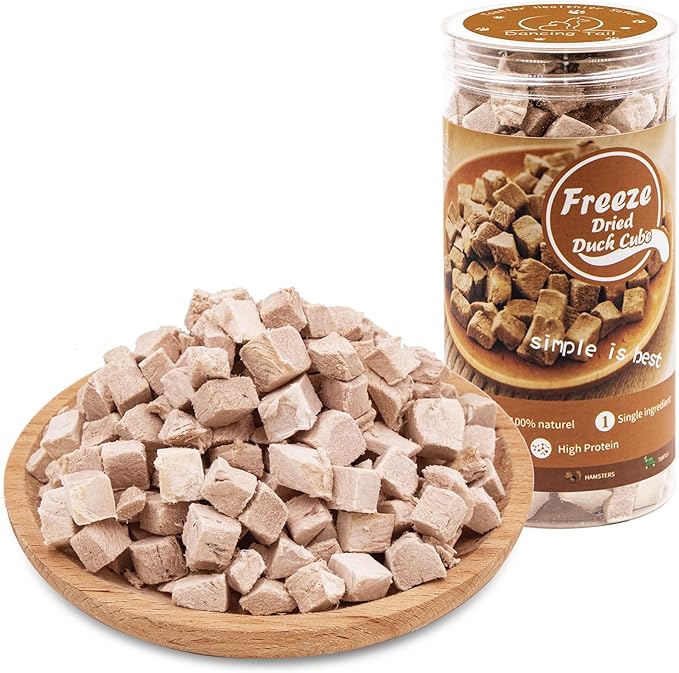 Freeze Dried Raw Cat and Dog Treats, Healthy Limited Ingredient Duck Cube Weight Control Traing Treats for Small Dogs Cats (Duck)-PawvioPets