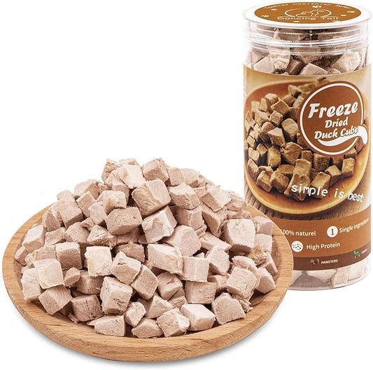 Freeze Dried Raw Cat and Dog Treats, Healthy Limited Ingredient Duck Cube Weight Control Traing Treats for Small Dogs Cats (Duck)-PawvioPets