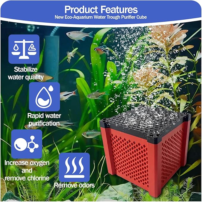 2 PCS 2026 New Pure Cube Water Trough Filter 2.0, Eco-Aquarium with Honeycomb Charcoal, Super Strong Filtration Activated Carbon Filter Media for Fish Tanks, Horse Troughs, Ponds & Livestock Tanks-PawvioPets