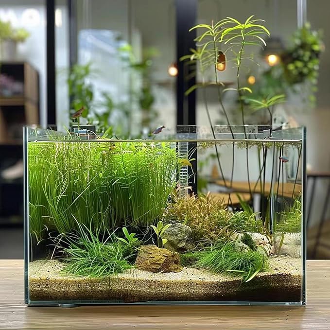 10 Gallon Glass Fish Tank, Easy to Maintain Small Aquarium for Betta/Goldfish/Snails/Shrimp and Aquatic Planting.-PawvioPets