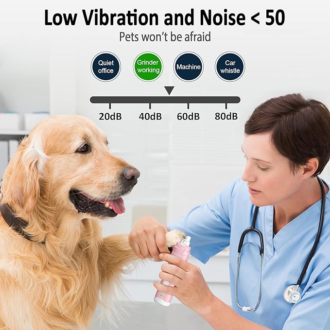 Casfuy Dog Nail Grinder with 2 LED Light for Large Medium Small Dogs - 3X More Powerful 2-Speed Electric Pet Nail Trimmer Rechargeable Quiet Painless Paws Grooming & Smoothing Tool-PawvioPets