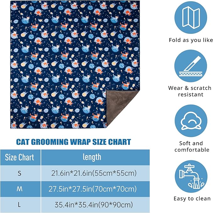 Cat Grooming Wrap,Anti-Escape Cat Wrap for Grooming,Self-Adherent Soft Cat Blanket to Wrap,Anti-Bite,Clip Nails,Anti-Scratch,Cat Calming Wrap,Cat Burrito Wrap,Swaddle Wrap Pet Tool-PawvioPets
