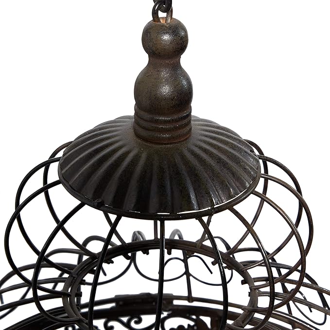 Deco 79 Vintage Metal Free-Standing Birdcage, 14" x 14" x 47", Black-PawvioPets