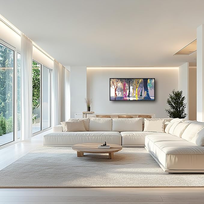 Framed Large Trees Wall Art for Living Room, Oversized Abstract Forest Wall Decor Colorful Nature Canvas Painting Modern Artwork Home Decoration for Living Room Bedroom Dining Room Office 60"x30"-PawvioPets