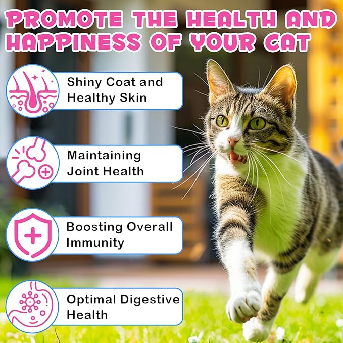 Collagen for Cats, Daily Liquid Collagen Drops for Cats with Allergies, Biotin, Vitamin C and Hyaluronic Acid, Improves Mobility Skin and Coat Health, Itch Relief for Cat, Salmon Flavor, 60ML-PawvioPets