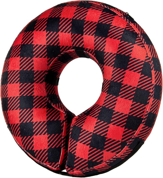 BENCMATE Inflatable Dog Cone Collar Alternative, Soft Dog Cone for Small Medium Large Dogs and Cats, Neck Recovery ECollar Donut Collar After Surgery (Large, Plaid)-PawvioPets
