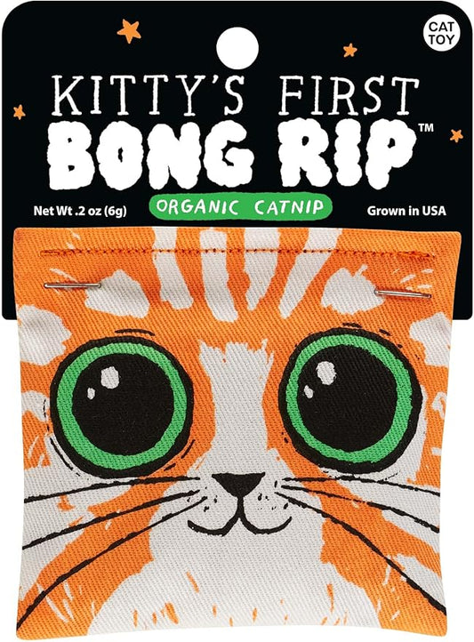 Blue Q Kitty's First Bong Rip Catnip Cat Toy. Premium Organic Catnip Grown in The USA, 100% Cotton Pouches, Kitty Graphics Sure to Delight Every Cat-Keeper.-PawvioPets
