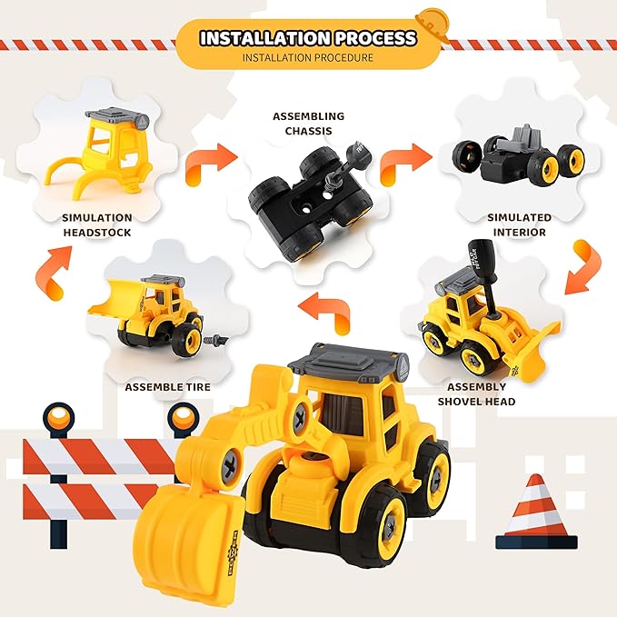 Asoxt 43-Piece Construction Sensory Playset – 2 lbs Play Sand, 4 DIY Trucks, Crane & Road Signs – Creative Sandbox Toy for Kids Ages 3+-PawvioPets