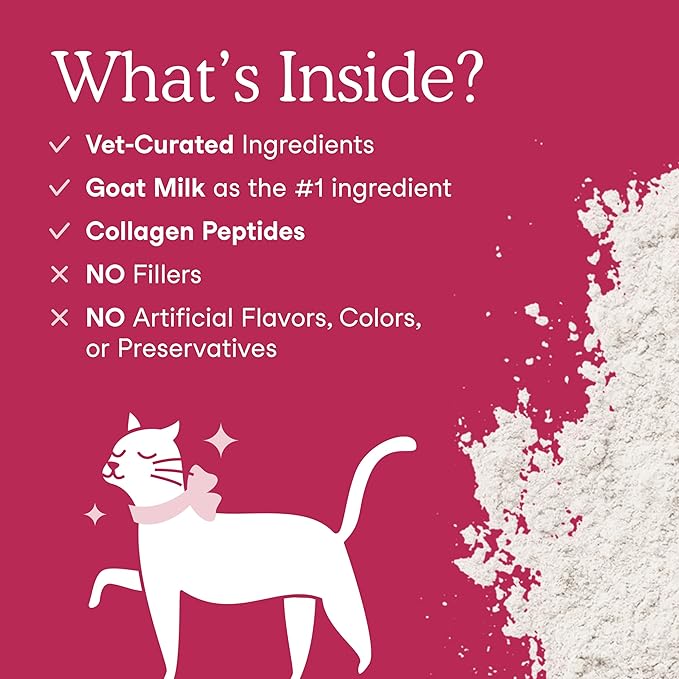 Fera Pets Goat Milk Topper - Cat & Dog Skin and Coat Supplement with Collagen, Biotin & Vitamin C - Helps Maintain Normal Skin Moisture - Promotes a Shiny Coat - for Picky Eaters - 60 TSP-PawvioPets