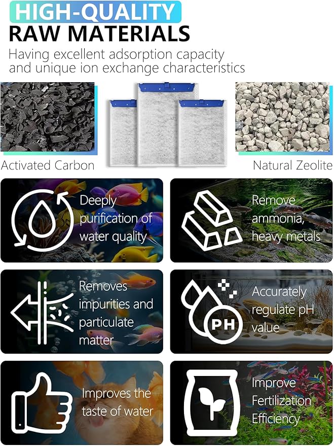 6 Pack Large Fish Tank Filter Cartridges Compatible with Tetra Whisper Bio-Bag Filters, Turtle Tank Filter Replacement for Whisper 20i, 40i / IQ20, 30, 45, 60 / PF20, 30, 40, 60 & ReptoFilter-PawvioPets