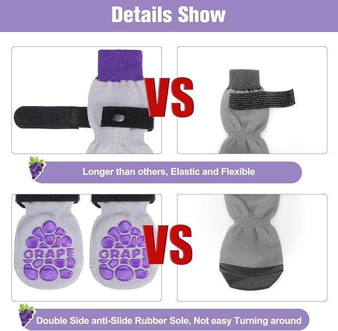 BEAUTYZOO Anti-Slip Dog Socks,Dog Shoes for Hot/Cold Pavement,Paw Protectors with Grips 3 Pairs for Puppy Small Medium Large Senior Old Dogs,Dog Socks to Prevent Licking and Hardwood Floor Protection-PawvioPets