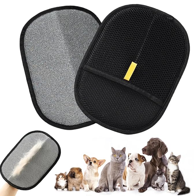 2PCS Pet Hair Removal Glove, 2025 Pet Hair Remover Electrostatic Gloves Washable Reusable Grooming Tool for Cats & Dogs Furniture Bed Sheets Couch Clothes Carpet Car Seat-PawvioPets