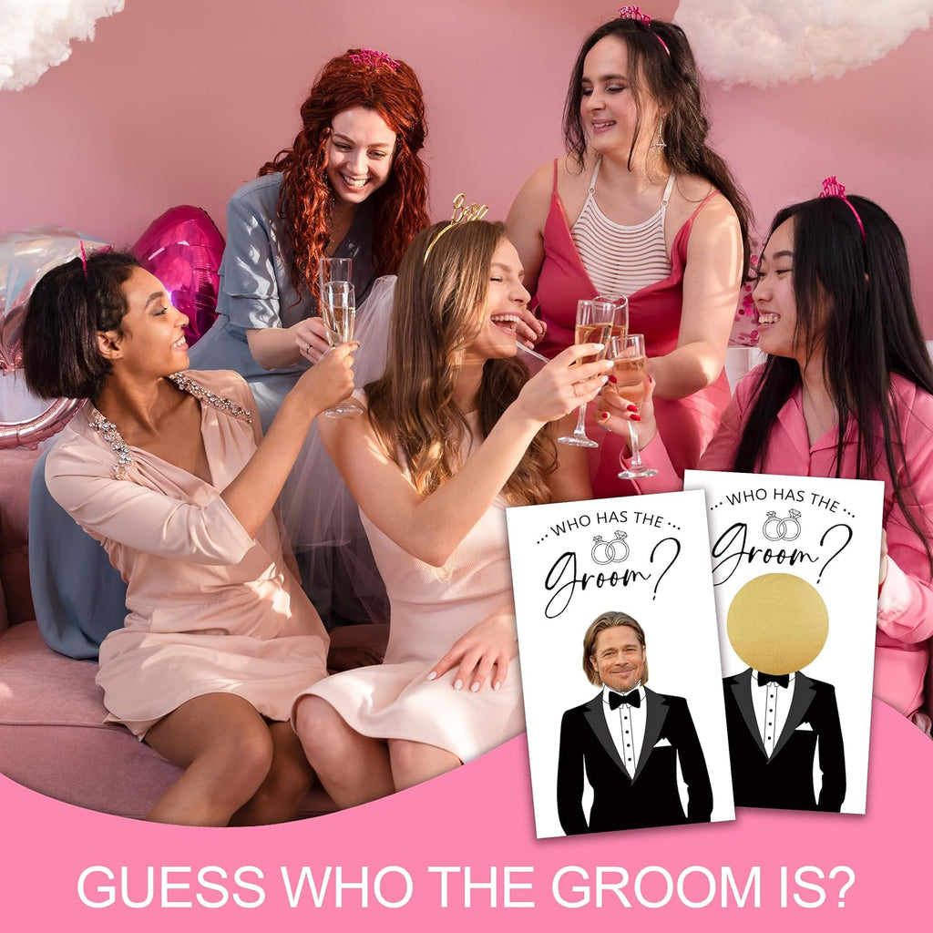 Who Has The Groom Bridal Shower Games, 41Pcs Simple Diamond Ring Scratch Off Cards, 3.5"x 2.1" Bachelorette Party Favor Decor, Engagement Party Ideas Activities-A09