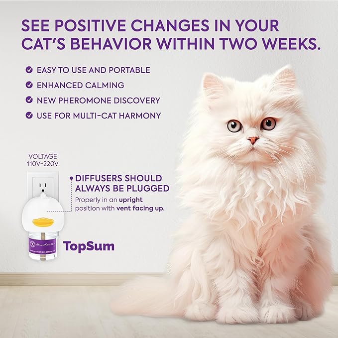 Cat Calming Diffuser Refills: Pheromone Refill for Cats, Long-Lasting 4-Month Supply, Compatible with Most Diffusers, 4 Pack (Light Purple)-PawvioPets