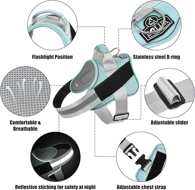 Bolux Dog Harness, No-Pull Reflective Dog Vest, Breathable Adjustable Pet Harness with Handle for Outdoor Walking - No More Pulling, Tugging or Choking-PawvioPets