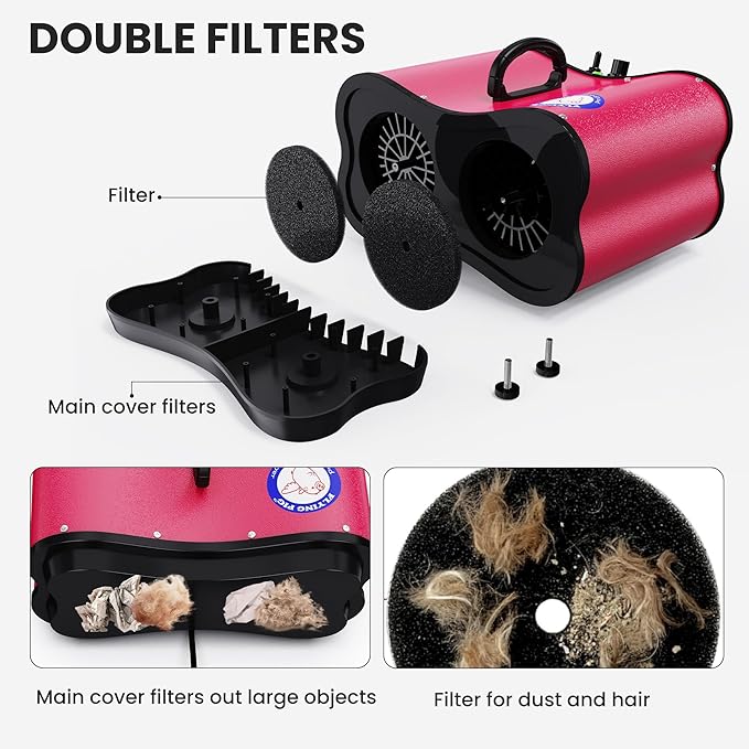 Flying Pig Double Motor High Performance Dog Pet Grooming Dryer -Magenta-PawvioPets