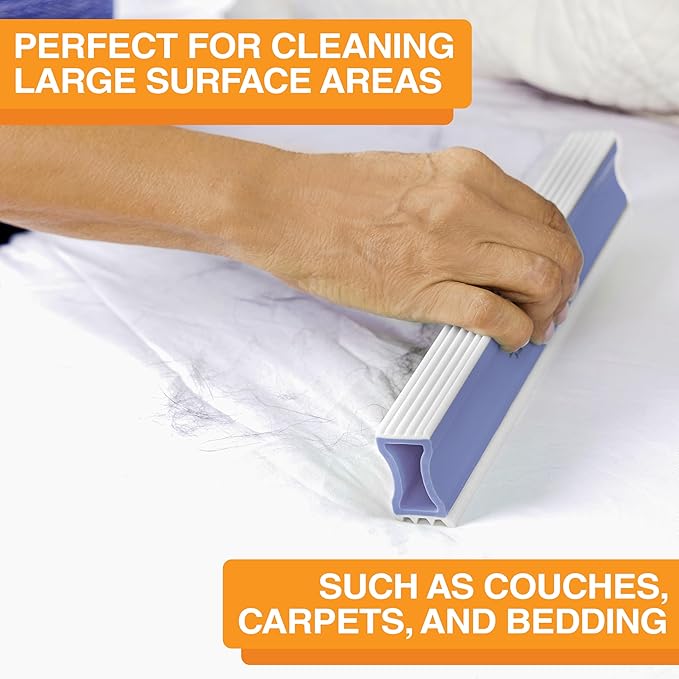 FurDozer X3 MEGA Pet Hair Remover & Auto Detailing Tool - Cat & Dog Hair Remover for Carpet, Car Interior, Couch, Bedding, & Furniture - Reusable Pet Hair Removal Tool for Dog Fur & Lint, 10", Purple-PawvioPets