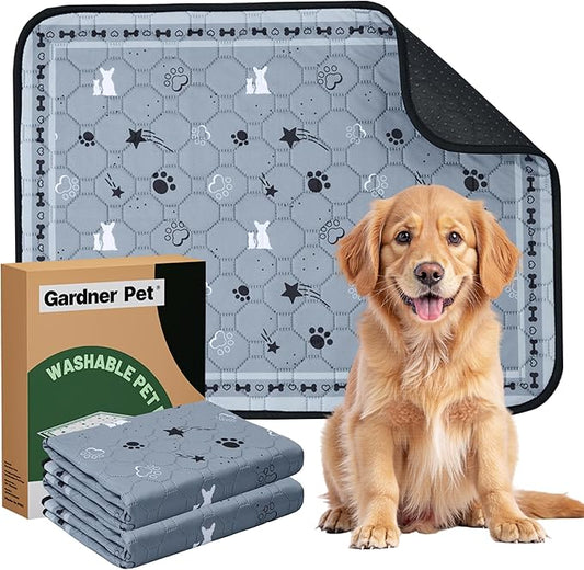 Gardner Pet Washable Dog Pee Pads,18'' x 24'' Non Slip Dog Mats with Great Urine Absorption, Reusable Puppy Pee Pads for Potty Training, 2 Pack-PawvioPets