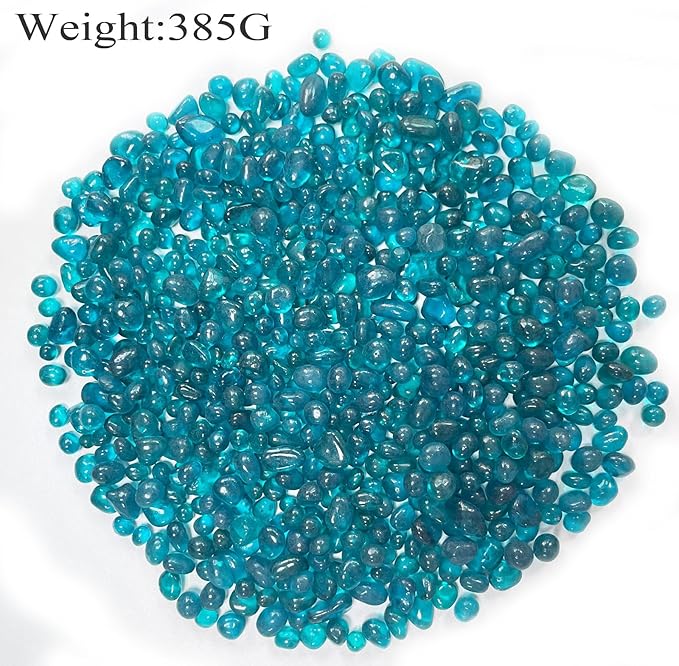 Glass Stones, 0.85LB/385g Aquarium Gravel Rocks, Blue Green Pebbles for Fish Tank, Sea Glass for Vase Filler Craft-PawvioPets