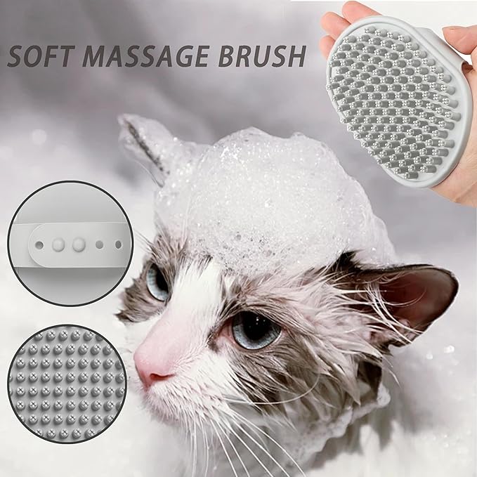 Cat Grooming Brush Kit 6 Tools - Deshedding & Dematting for Long/Short Hair, Self-Cleaning Slicker Brush with 6-in-1 Flea Comb for Cats & Kittens (White)-PawvioPets