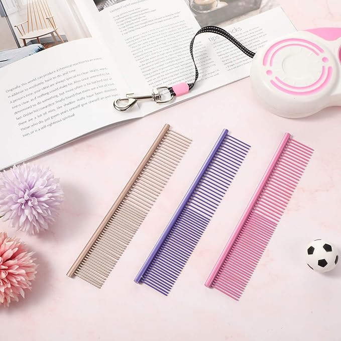 3 Pcs Stainless Steel Grooming Combs for Matted and Tangled Long Hair - Pet Guide Clippers for Dog and Cat-PawvioPets