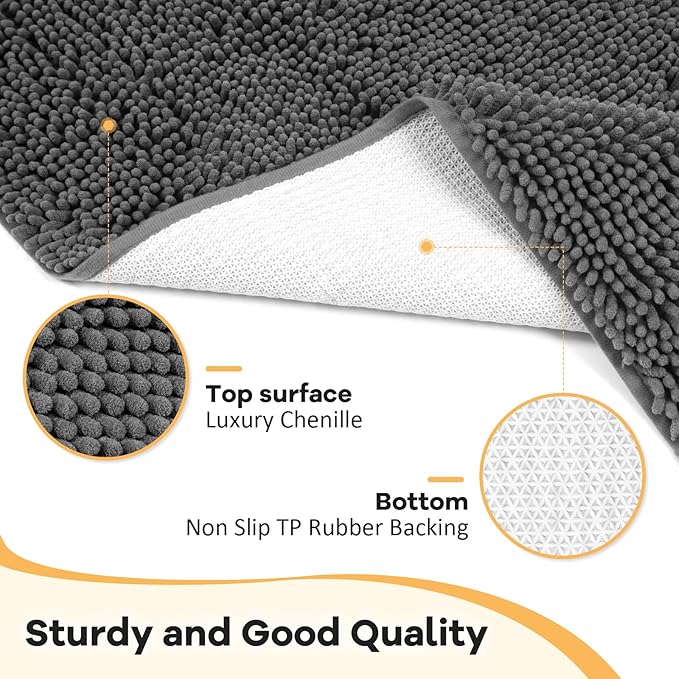 Absorbent Dog Door Mat for Muddy Paws, 60" x 36" Chenille Indoor Mats for Entryway, Trap Dirt Front Door Mat Indoor Entrance Washable Non Slip Soft-PawvioPets