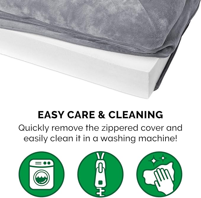 Furhaven Orthopedic Dog Bed for Large Dogs w/ Removable Bolsters & Washable Cover, For Dogs Up to 125 lbs - Faux Fur & Velvet Sofa - Smoke Gray, Jumbo Plus/XXL-PawvioPets