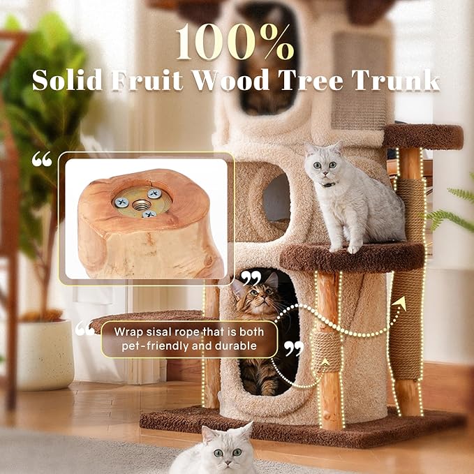 69.69'' Modern Cat Tree for Indoor Cats Large Adult, Luxury Cat Tower with Scratching Post, Multi Level Spacious Condo, Heavy Duty Kitty House, Sturdy Cat Activity Center for Large Cat-PawvioPets