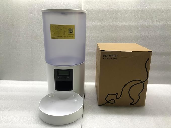 Automatic Cat Feeder Food Dispenser: 6L Timed Small Dog Dry Food Dispenser with 10s Voice - Distributeur Nourriture Chat Hund Programmable - Auto Pet Feeder with 1-6 Meals White-PawvioPets