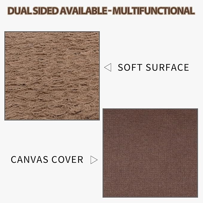 EMPSIGN Dog Bed Mat 23 Inch Reversible Warm & Cool,Washable Dog Crate Bed with Egg Crate Foam Support, Pet Sleeping Mat for Large Medium Small Dogs, Fluffy Kennel Pad(Brown)-PawvioPets