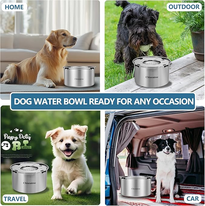 Dog Water Bowl No Spill,5.6L/1.5Gal Large Spill Proof Water Bowl for Dogs,Stainless Steel Slobber Stopper Slow Drinking Dog Bowl Anti Splash Pet Water Dispenser for Messy Drinkers-PawvioPets