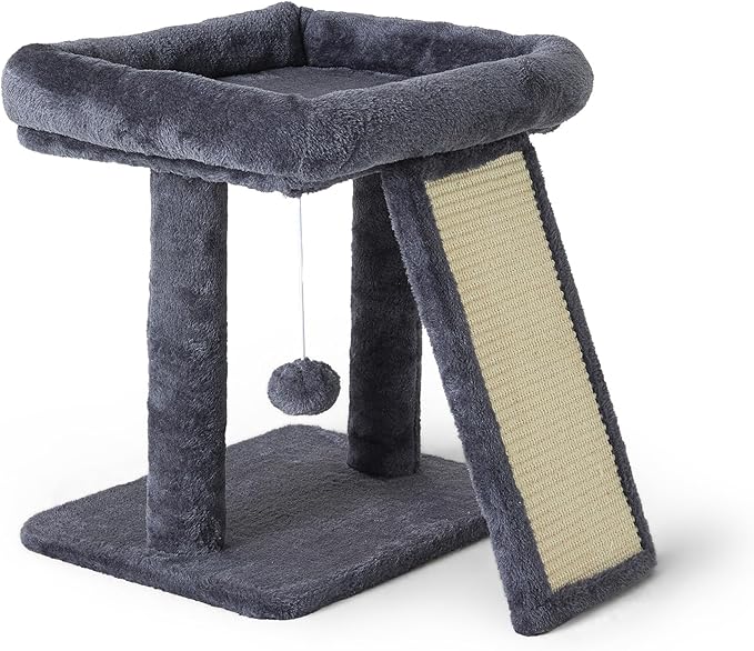 17.7-inch Small Cat Tree Tower with Scratching Post for Indoor Cats,Grey-PawvioPets