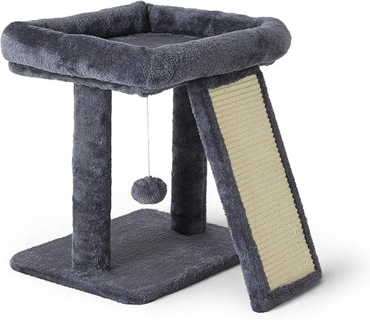 17.7-inch Small Cat Tree Tower with Scratching Post for Indoor Cats,Grey-PawvioPets