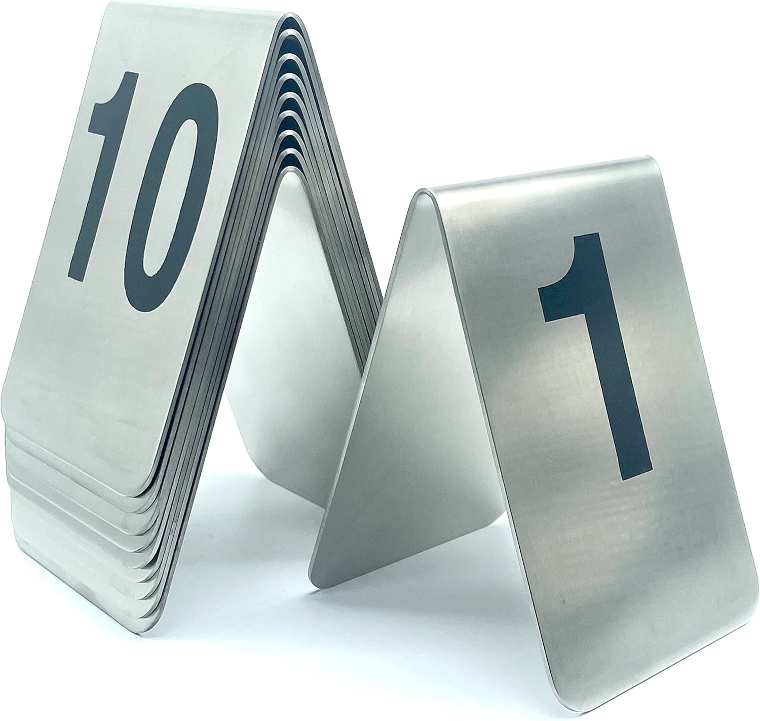 Metal Place Cards Stackable Tent Style Table Numbers,Place Card Holders for TRPG Wedding Party Restaurants Cafes Bars Gatherings Meeting Room Board Games (Black, Large 1-10)