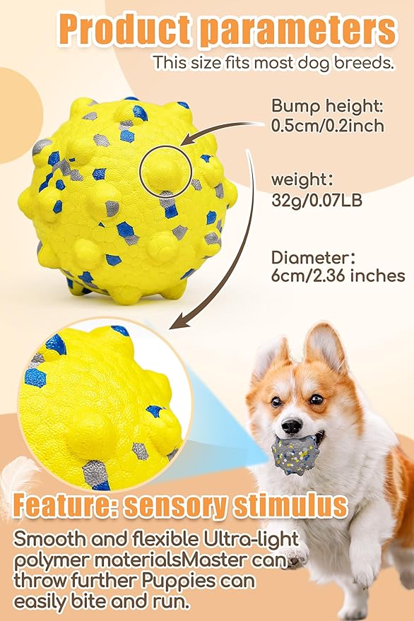 2.36'' Dog Balls for Dogs Aggressive Chewers Indestructible Tennis Durable Bouncy Interactive Dog Toy Balls for Fetch Game Floating Training(Yellow Medium)-PawvioPets