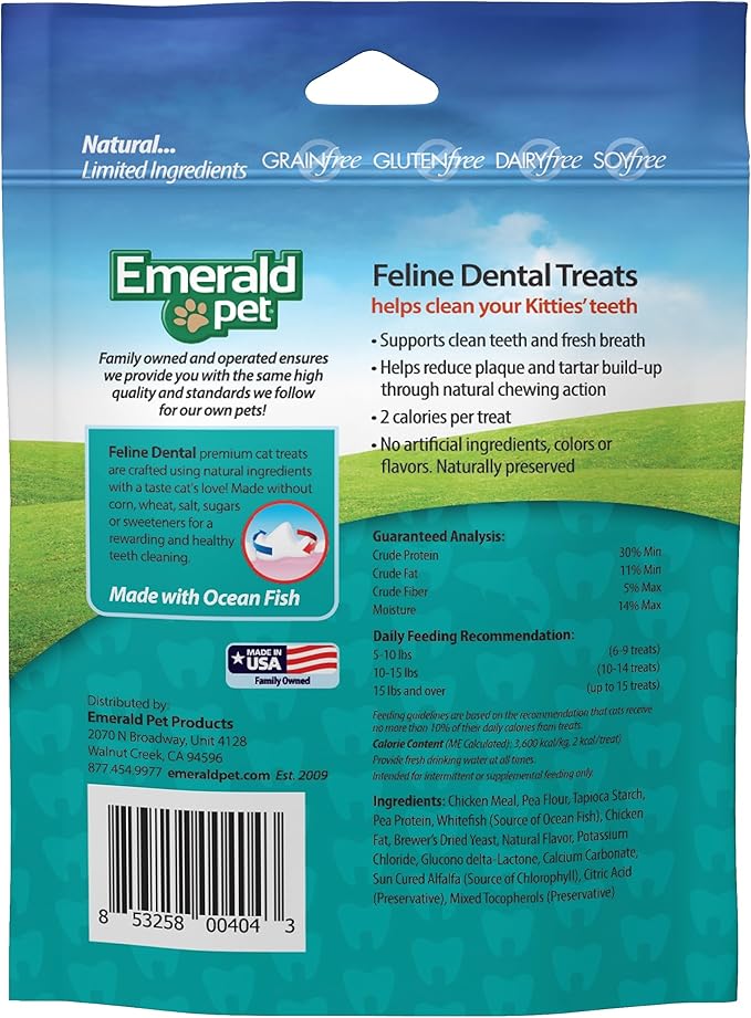 Feline Dental Treats — Tasty and Crunchy Cat Dental Treats Grain Free — Natural Dental Treats to Clean Cat Teeth, Freshen Cat Breath, and Reduce Plaque and Tartar Buildup — Ocean Fish Treats, 3 oz-PawvioPets