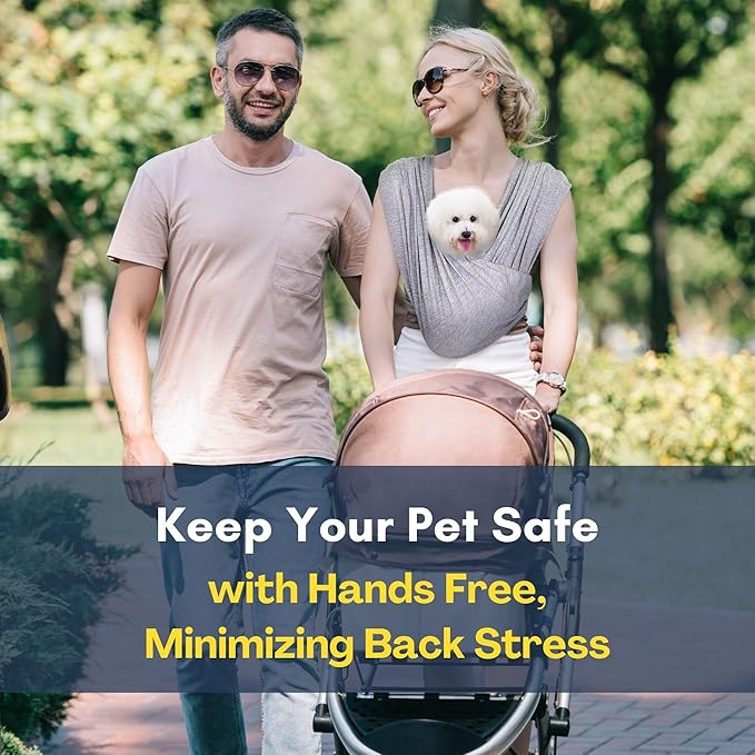 Dog Carriers for Small Dogs, Front Facing Small Dog Carrier, Hands Free Pet Carrier, Size Adjustable Cat Carriers, Reducing Back Pain, Safe Soft Cotton Cat Sling (Regular, Heather Gray)-PawvioPets