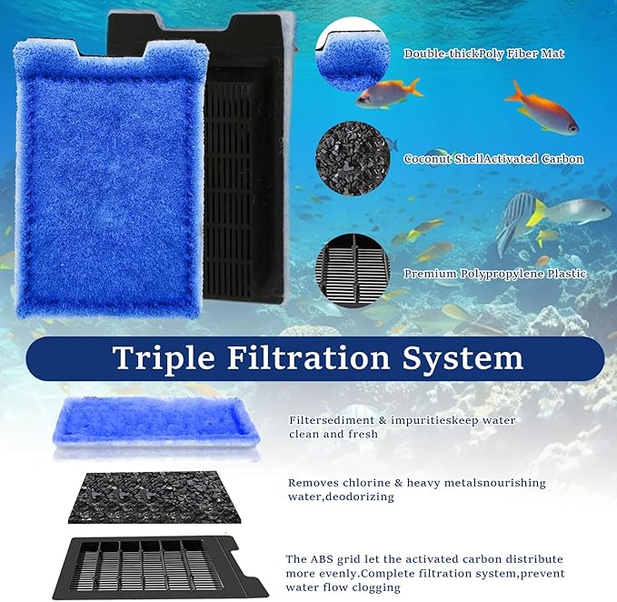 8 Pack Aquarium Filter Cartridges Rite-Size Z - Compatible with Marineland Eclipse & Emperor & Hidden Filtration System, Carbon Fish Tank Filters Replacement, Bio Media for Aquarium Filter-PawvioPets