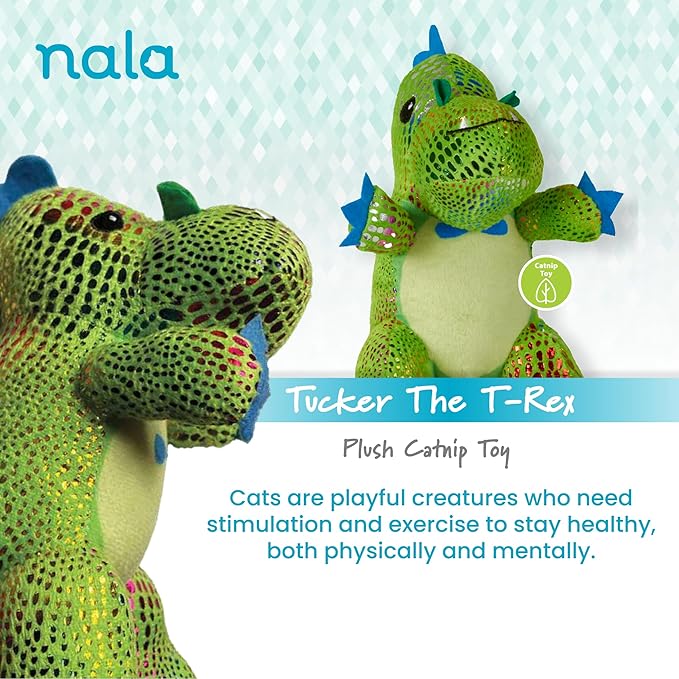 Caitec Presents Nala Cat Tucker The T-Rex Dino - Catnip Toy - Interactive Cat Toy - Chew Toy - Pillow Toy, 2 Pack-PawvioPets