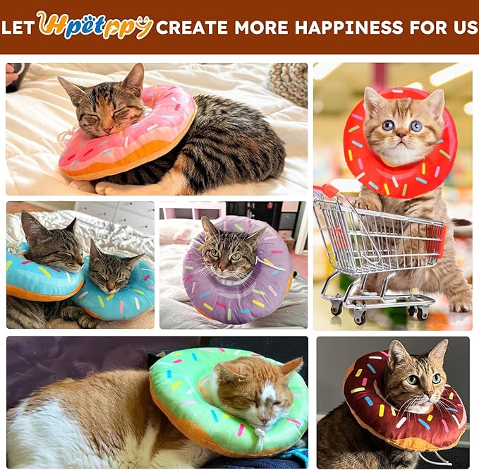 Cat Cone Collar Soft, Cat Recovery Collar for Wound Healing Cute Cat Donut Adjustable Cat Cones to Stop Licking Comfortable Lightweight Neck Elizabethan Collars for Cats Kittens After Surgery-PawvioPets