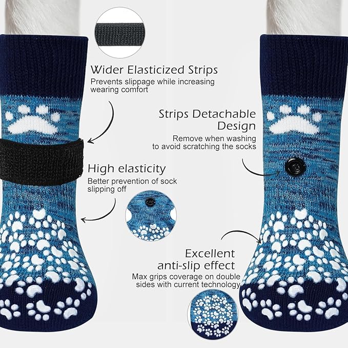 EXPAWLORER Anti Slip Dog Socks to Prevent Licking Paws, Dog Shoes for Hot Pavement, Dog Booties for Small Medium Large Senior Dogs, Traction Control Boots & Paw Protectors for Hardwood Floors-PawvioPets