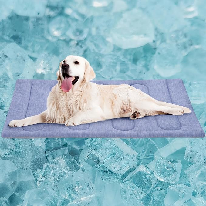 Cooling Mat for Large Dogs - Double-Sided Waterproof & Cool, Q-MAX>0.47, Portable Dog Cooling Mat for Summer. (L (36''x23''))-PawvioPets